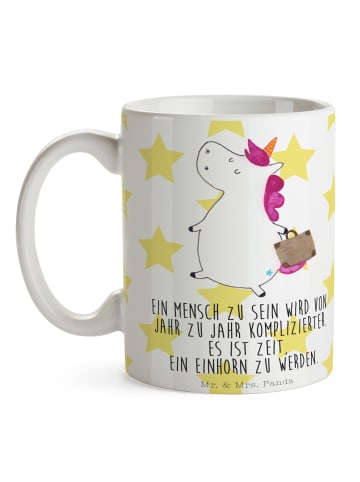 Mr. & Mrs. Panda Keramiktasse Einhorn Koffer mit Spruch in Weiß