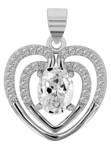 Adeliás Damen Anhänger – Herz Herzanhänger aus 925 Silber mit Zirkonia in silber