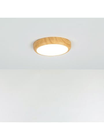 Licht-Erlebnisse Deckenlampe EEK F Ø 17 x (H)2.8 cm in Holz (Kiefer) Weiß