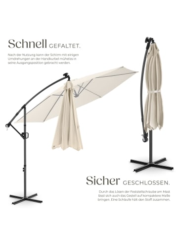 tectake Sonnenschirm mit Doppeldach und LED Solar-Beleuchtung | 3 x 3 m