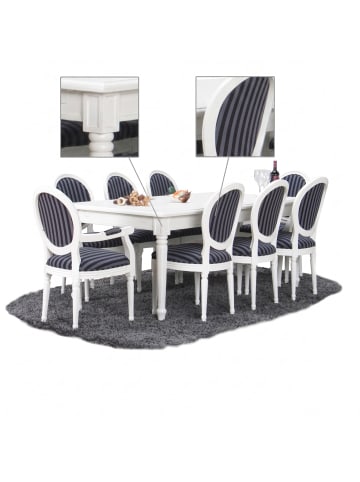ebuy24 Essgruppe Amaretta (9-teilig) Weiß 180 x 100 cm