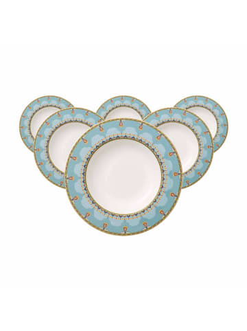 Villeroy & Boch 6er Set Suppenteller Samarkand Aquamarin ø 24,8 cm in bunt