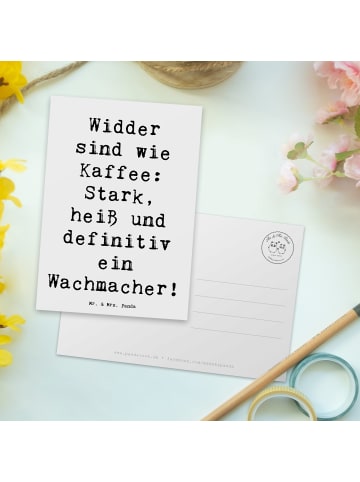 Mr. & Mrs. Panda Ansichtskarte Spruch Widder Power mit Spruch in Weiß