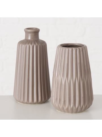 Boltze Keramikvase mit Prägung, ESKO in Beige, Ø 9 x (H) 17 cm