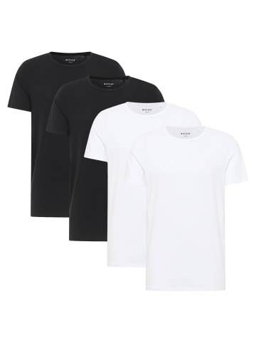 Mustang T-Shirt 4er Pack in Weiß/Schwarz