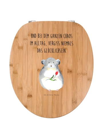 Mr. & Mrs. Panda Motiv WC Sitz Chinchilla Blume mit Spruch in Braun