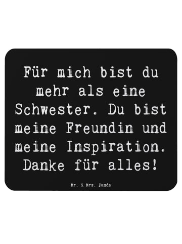 Mr. & Mrs. Panda Mauspad Spruch Meine Schwester mit Spruch in Schwarz