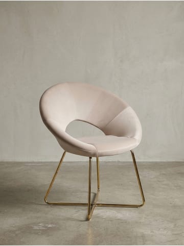 KADIMA DESIGN Esszimmerstuhl: Samtbezug, Metallbeine, Kunststoffnoppen in Beige