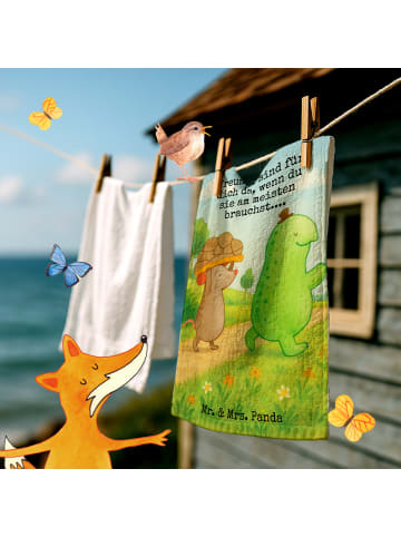 Mr. & Mrs. Panda Gästehandtuch Schildkröte Maus Design mit Spruch in Weiß