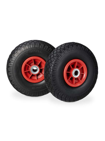 relaxdays 4x Sackkarrenrad in Schwarz/ Rot - 3.00-4