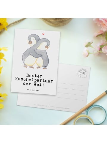Mr. & Mrs. Panda Postkarte Pinguin Bester Kuschelpartner der Wel... in Weiß