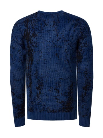Rusty Neal 2 Farbiger Feinstrick Rundhals-Pullover in Sax