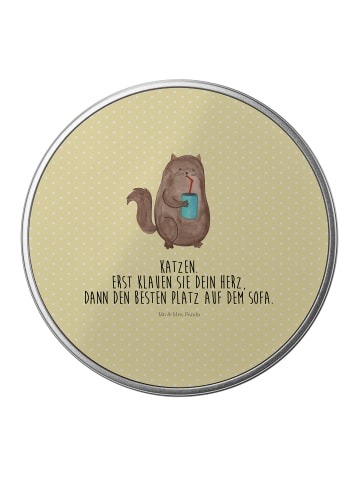 Mr. & Mrs. Panda Teedose Katze Dose mit Spruch in Gelb Pastell