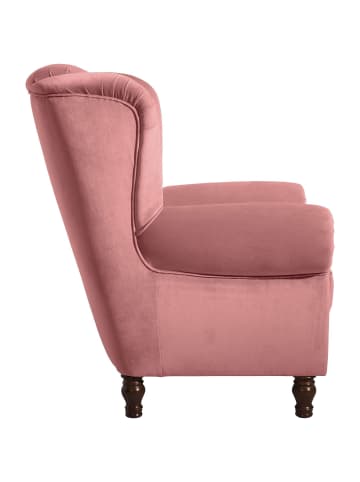 58 aufm Kessel OHRENBACKENSESSEL Katreen Bezug Samtvelours Buche nussbaum dunkel / rosé