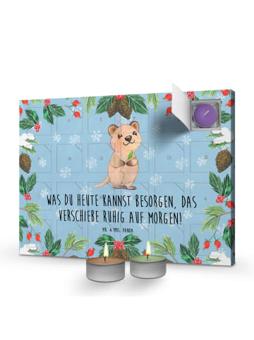 Mr. & Mrs. Panda Kerzen Adventskalender Quokka Happy mit Spruch in Eisblau
