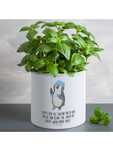 Mr. & Mrs. Panda XL Blumentopf Pinguin Duschen mit Spruch in Weiß
