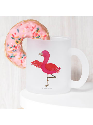 Mr. & Mrs. Panda Glas Flamingo Yoga ohne Spruch in Transparent