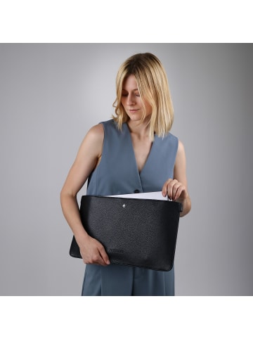 FEYNSINN Leder-Add On Laptophülle 13" echt Leder New-Dame groß | 13 Zoll schwarz in schwarz