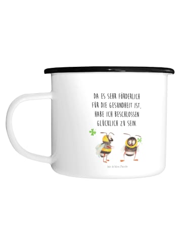 Mr. & Mrs. Panda Tasse Aus Emaille Hummeln Kleeblatt mit Spruch in Weiß