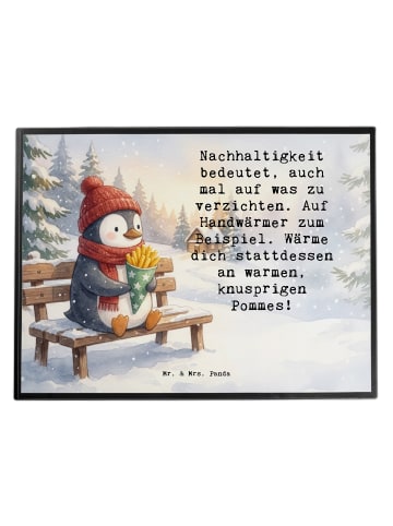 Mr. & Mrs. Panda Tischpad Pinguin Winter Pommes Design mit Spruch in Weiß