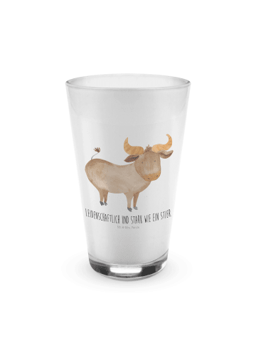 Mr. & Mrs. Panda Trinkglas Sternzeichen Stier mit Spruch in Transparent