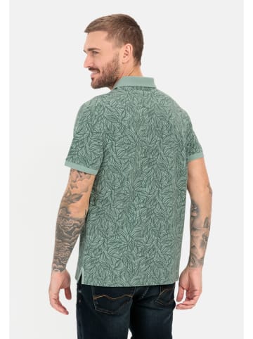 Camel Active Piqué Poloshirt aus reiner Baumwolle mit floralem Allover-Print in Grün