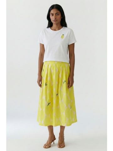 Oui Midirock aus reiner Baumwolle mit Alloverdruck in yellow stone