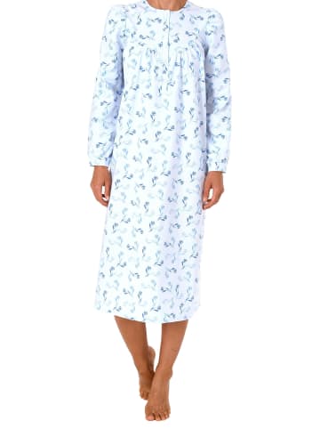NORMANN Finett Nachthemd Knopfleiste am Hals - 37482 in blau
