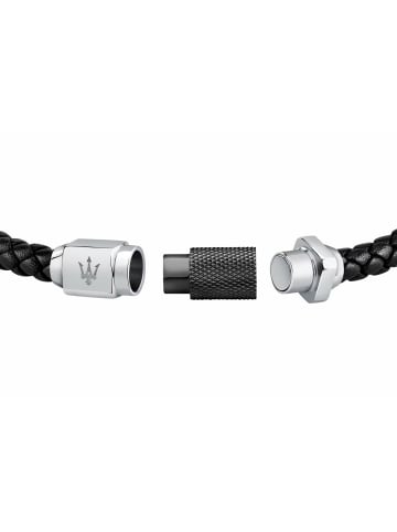 Maserati Herren-Wickelarmband Leder Schwarz