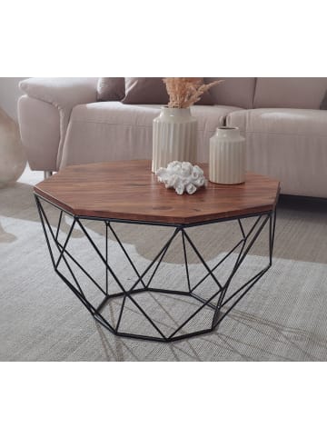 KADIMA DESIGN Couchtisch Sheesham, modernes Industrial-Design aus Holz und Edelstahl
