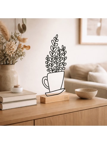 UNUS Deko Aufsteller mit Blumen in Tasse aus Metall in Schwarz
