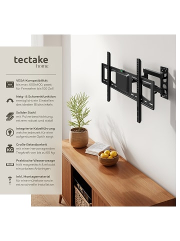 tectake Fernseherhalterung für 32-100 Zoll (81-254 cm), max. VESA 600 x 400