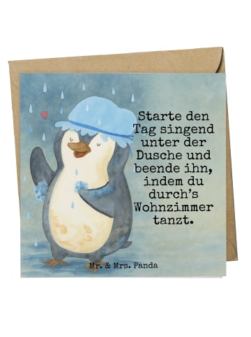 Mr. & Mrs. Panda Grußkarte Pinguin Duschen Design mit Spruch in Weiß