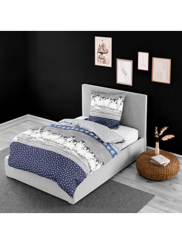 Bierbaum Biber Bettwäsche in blau-silber