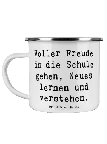 Mr. & Mrs. Panda Kaffeebecher Spruch Schulanfang Freude mit Spruch in Weiß