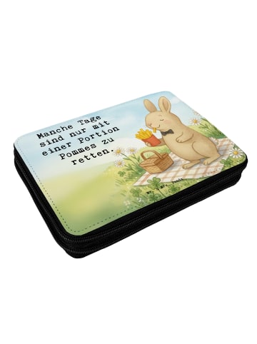 Mr. & Mrs. Panda Schuletui Hase Pommes Design mit Spruch in Weiß