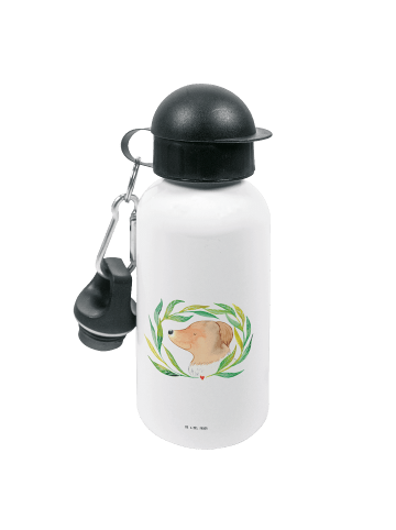 Mr. & Mrs. Panda Kindertrinkflasche Hund Blumen ohne Spruch in Weiß