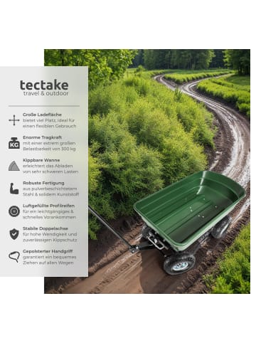 tectake Handwagen kippbar mit luftgefüllten Reifen Belastbarkeit 300kg