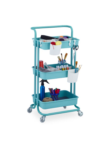 relaxdays Rollwagen in Türkis -  (B)43 x (H)86 x (T)42 cm