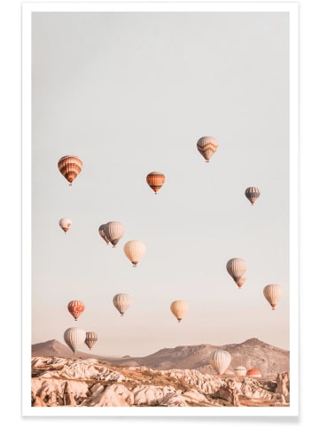 Juniqe Poster "Hot Air Balloons" in Braun & Cremeweiß