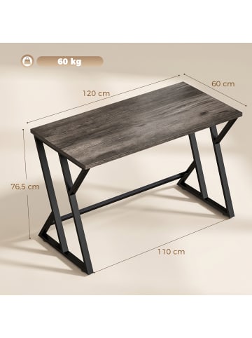 HOMCOM Computertisch-120L x 60B x 76,5H cm-Grau
