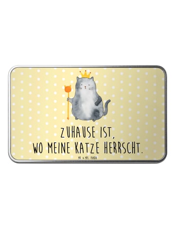 Mr. & Mrs. Panda Aufbewahrungsbox Katze König mit Spruch in Gelb Pastell