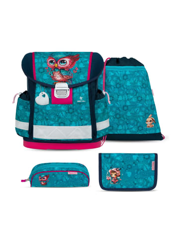 Belmil 4tlg-Set: Schulranzen Set Classy Cute Owl in Türkis H36xL32xT19 cm