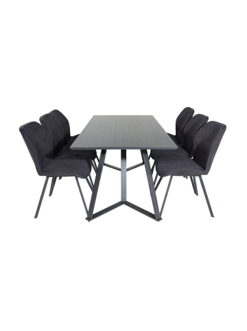 ebuy24 Essgruppe Marina 34 (7-teilig) Schwarz 90 x 180 cm