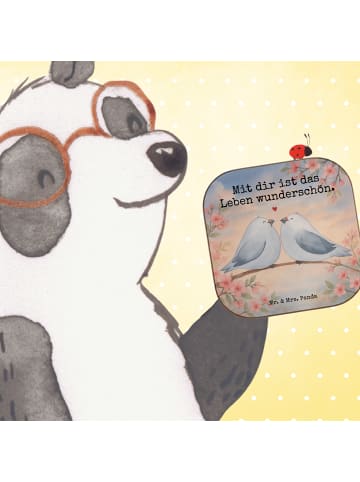 Mr. & Mrs. Panda Tassenuntersetzer Turteltauben Liebe Design mit... in Weiß
