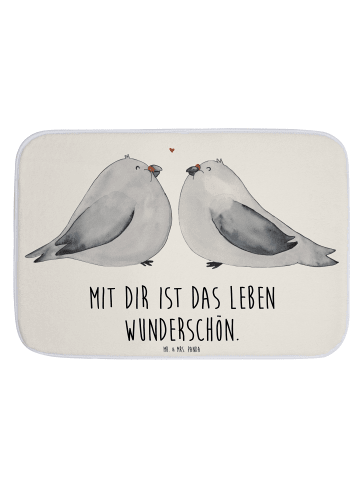 Mr. & Mrs. Panda Badezimmerteppich Turteltauben Liebe mit Spruch in Weiß