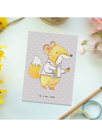 Mr. & Mrs. Panda Postkarte Apotheker Herz ohne Spruch in Grau Pastell