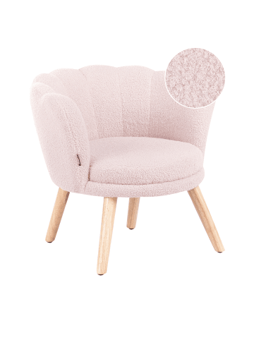 Beliani Kindersessel HALBY in Rosa/Heller Holzfarbton - (W) 60 x (H) 54 x (L) 54 cm