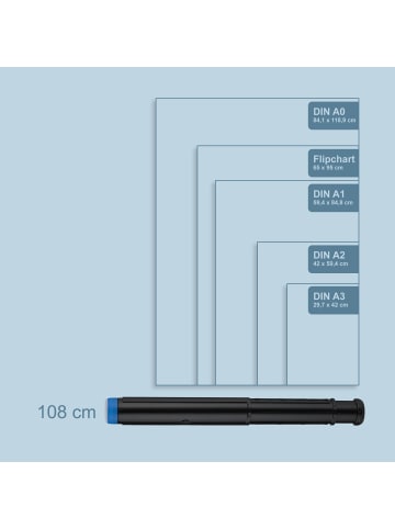 relaxdays Posterrolle in Schwarz/ Blau - (H)50-108 x Ø 8,5 cm