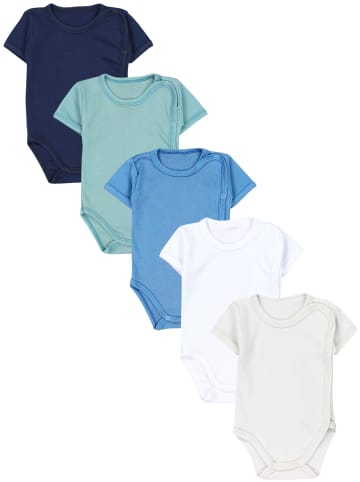 TupTam Unisex Baby Kurzarm Wickelbody 5er Pack in beige/blau